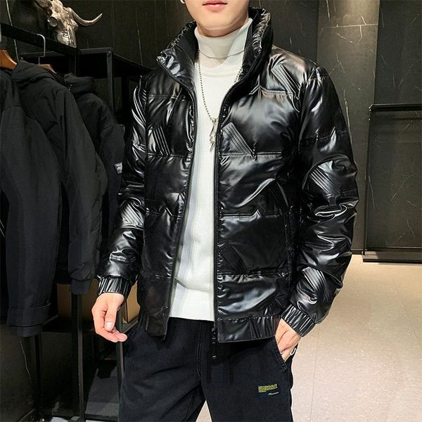 

han edition down jacket in winter more male brief paragraph 2020 new style leisure coat white duck down feather coat, Black