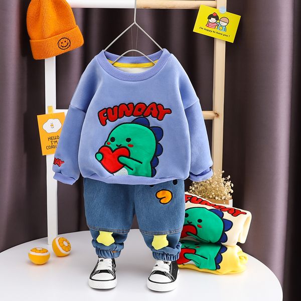 

baby's cool autumn clothes boy's two piece plush suit, White