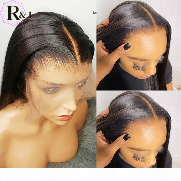

rulinda t-part lace front human hair wigs pre plucked straight brazilian remy hair lace wigs 180% density middle part, Black;brown