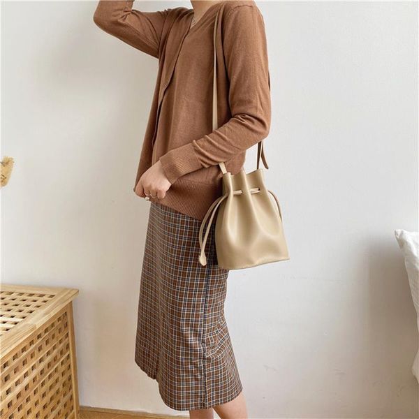 

new women's bag korean version bag large capacity fashion simple bucket pu soft surface casual popular single shoulder