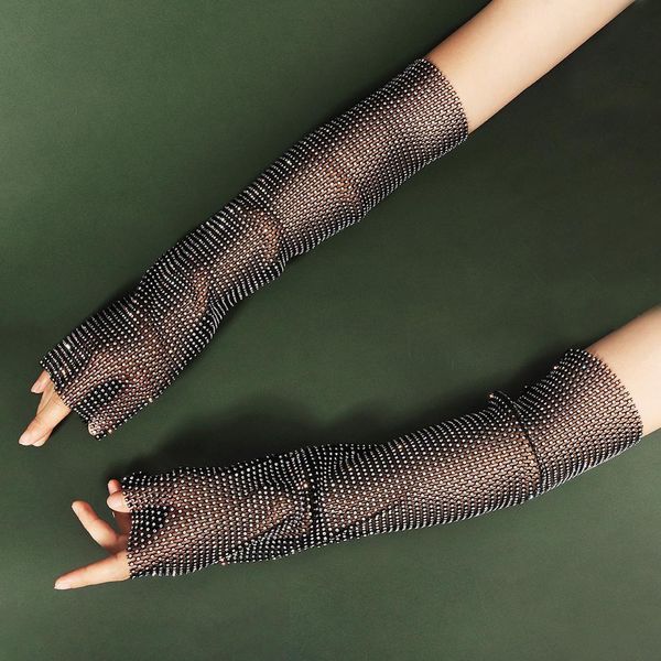 

crystal arm sleeve gloves elegant long sunblock gloves courtesy summer gloves for women ladies wedding st407 h jllolh, White