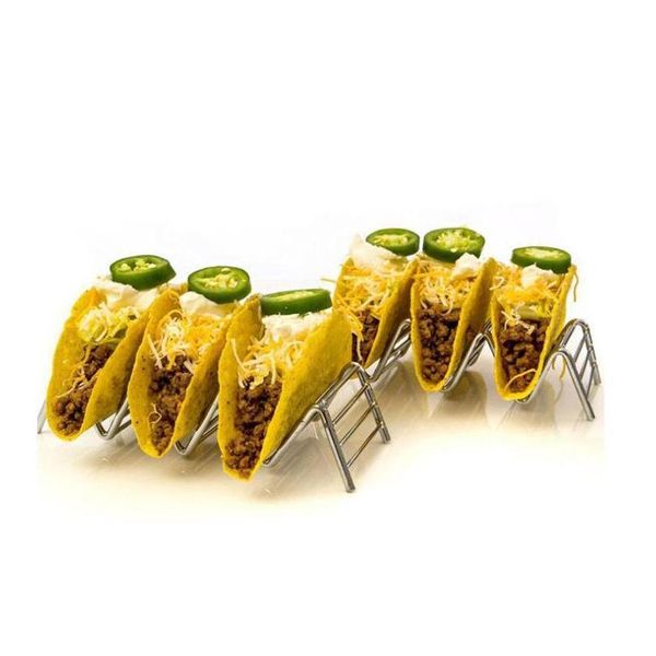 

stainless steel taco holder mexican food rack stand holds hard soft shells wave kitchen tool rest qylkql tore2010