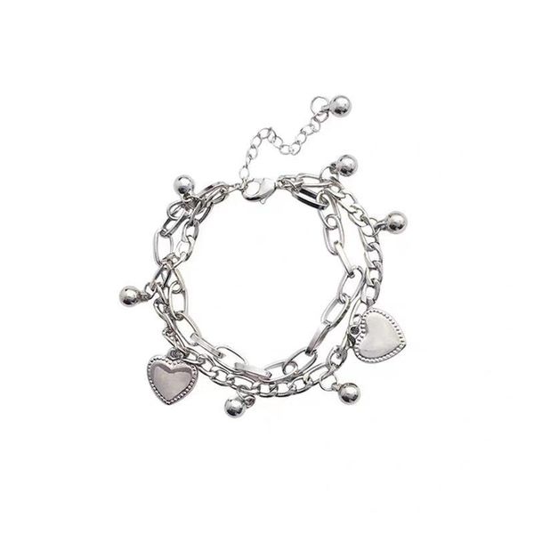 

charm bracelets japanese and korean style fashion sweet womens bracelet trend accessories love double layer for women present jewelry, Golden;silver