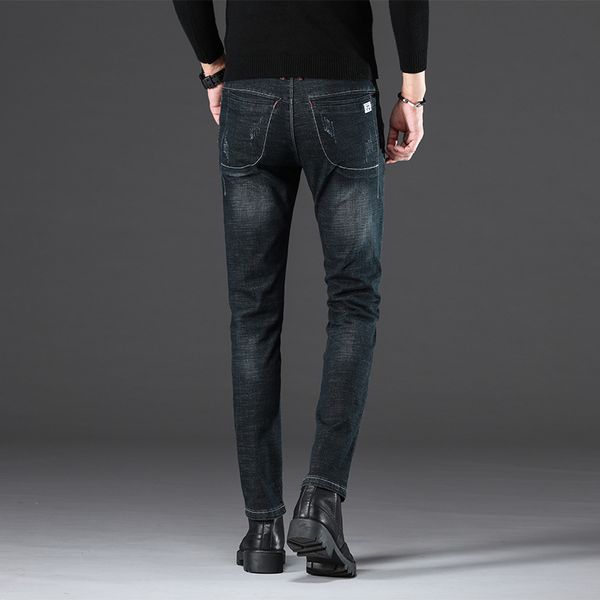 

autumn new men's jeans casual loose elastic leg business korean slim pants, Blue