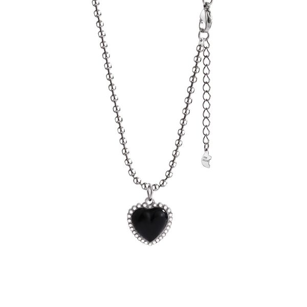 

titanium steel necklace women love light luxury niche design sense clavicle chain cold wind sweater chain pendant, Silver