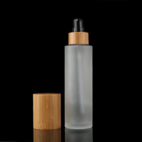 

100ml frosted clear glass essential oil spray bottles bamboo mist sprayer container travel refillable bottle transparent brown