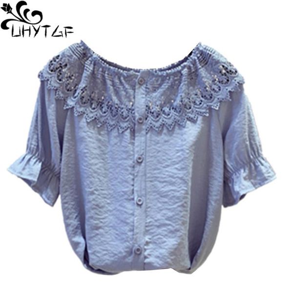 

uhytgf summer women's 2020 hollow women's clothing plus size fashion thin section short sleeve korean version small coat x42, Black;brown