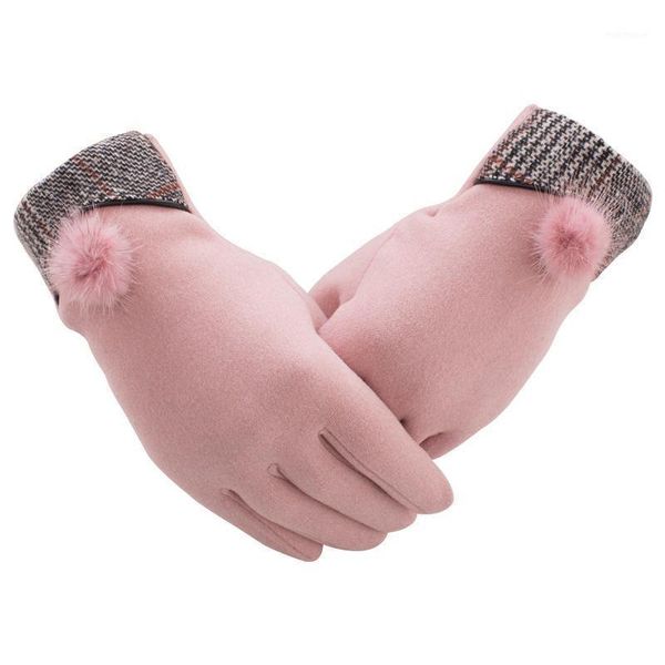 

five fingers gloves the ladies winter thickened warm fleece skiing and riding fashion all-match touch screen gloves1, Blue;gray