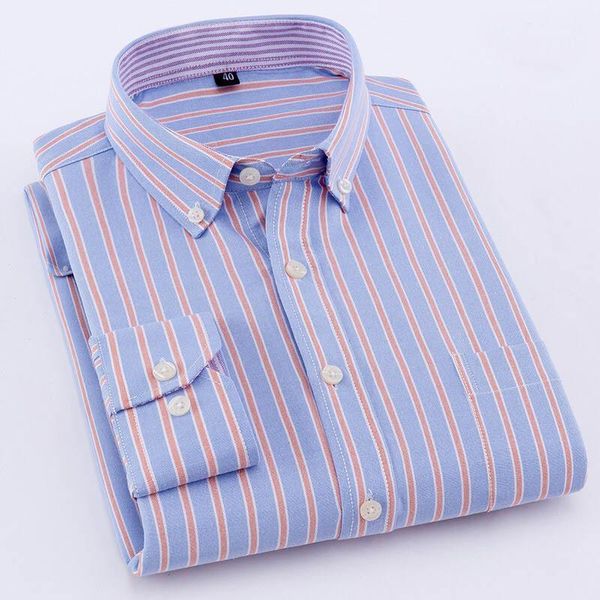 

men's long-sleeve oxford dress shirts checkered with left chest pocket quality standard-fit button down cotton shirt1, White;black