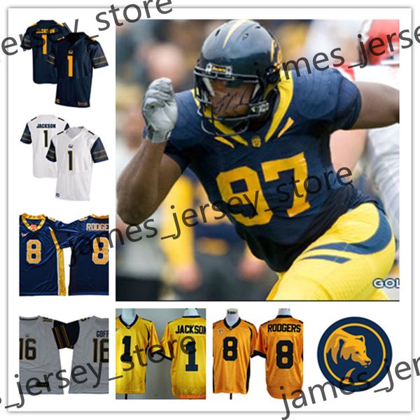 

ncaa cal bears football jersey 1 desean jackson 8 aaron rodgers 10 marshawn lynch 16 jared goff, Black