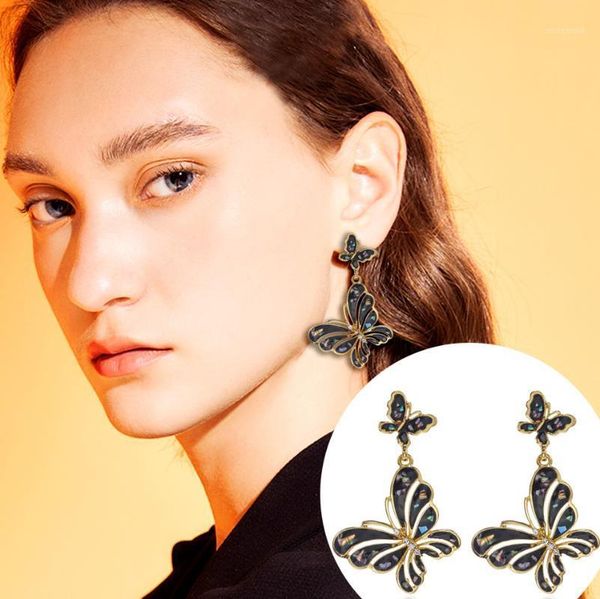 

dangle & chandelier match-right design enamel butterfly drop earrings for women korean elegant lovely boucle d'oreille gifts sr10711, Silver