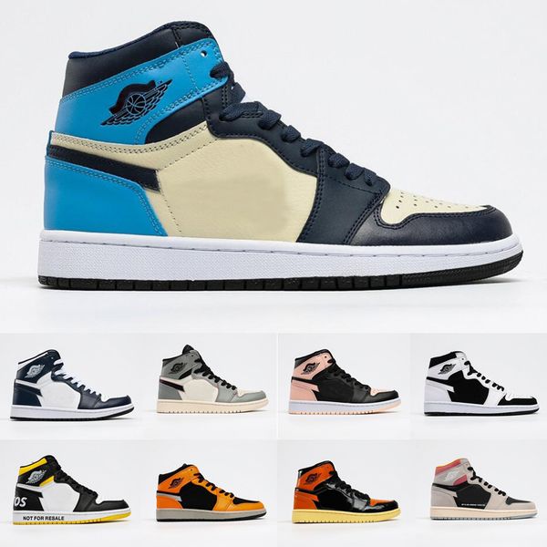 

jumpman 1 high og obsidian shattered backboard crimson tint women mens basketball shoes sneakers 1s turbo green suede train