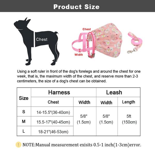 

small puppy dog cat clothes harness leash adjustable floral printed pet harness vest dress for small medium dogs cats c jllebj