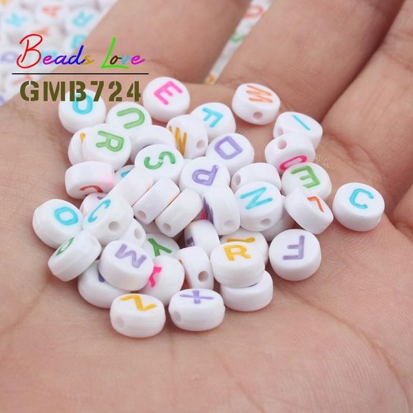 

mixed letter acrylic beads 100pcs 7*4mm white round flat multicolor alphabet beads for bracelet necklace diy jewelry accessories wmtsru