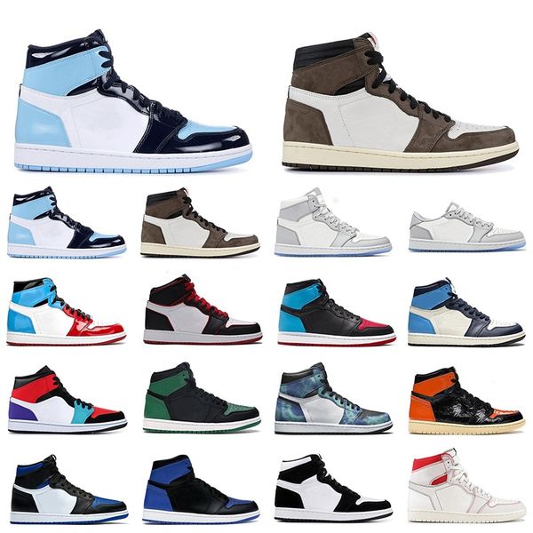 

jumpman 1 men women basketball shoes mens trainers cactus jack unc obsidian fearless fashion outdoor sports sneakers size 36-46, White;red