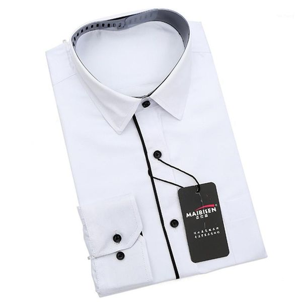 

spring autumn fashion new men's casual solid color long sleeve shirt / men's slim fit business dress professional dress shirt1, White;black