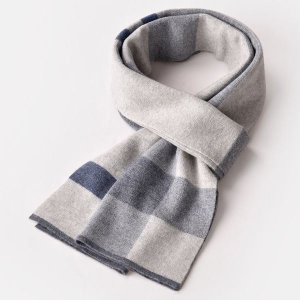 

winter 100% lamb wool man cachets 2020 warm chess foulard echarpe 6p0l, Blue;gray