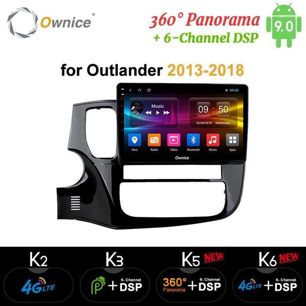 

ownice android 9.0 car dvd gps player navigation k5 k6 for mitsubishi outlander 2013 -2017 2018 4g lte 360 panorama dsp spdif1