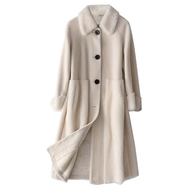 

female real fur coat autumn winter coat women sheep shearing jacket 2021 korean 100% wool fur vintage 968075 yy1893, Black