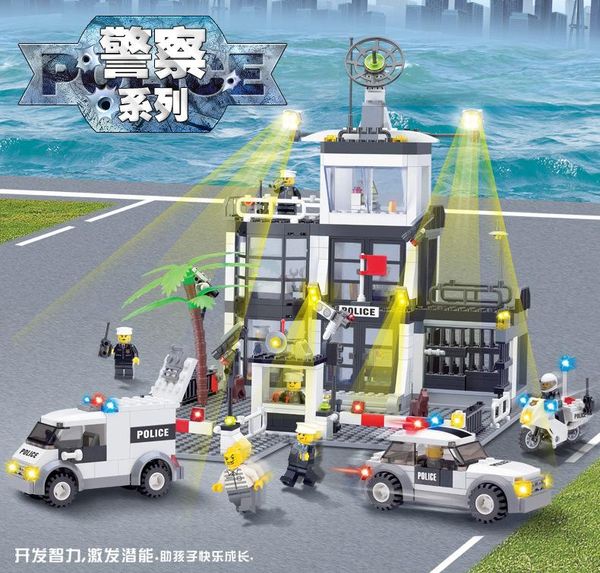 

city police station truck set technic car building blocks mini bricks figure toys friends diy creator vehicle model for children boys 01