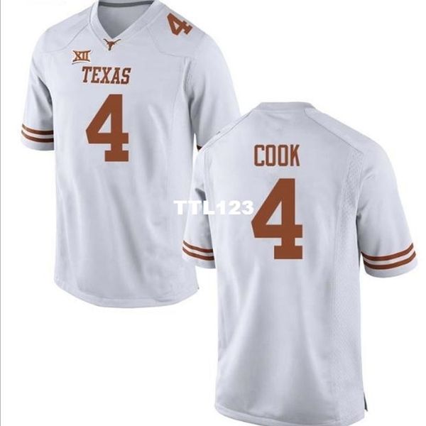

2019 new 121 texas longhorns anthony cook #4 real full embroidery college jersey size s-4xl or custom any name or number jersey, Black