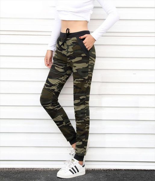 

camouflage joggers women sweatpants harem camo pants drawstring pantalones femme mujer female high waist pocket tight, Black;white