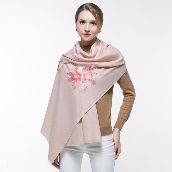 

женский 100% шарфы вышитые шали и свадебные обертки праздничные зимние дамы pashimina echarpe невеста розовый шерстяной платок 9s29, Blue;gray