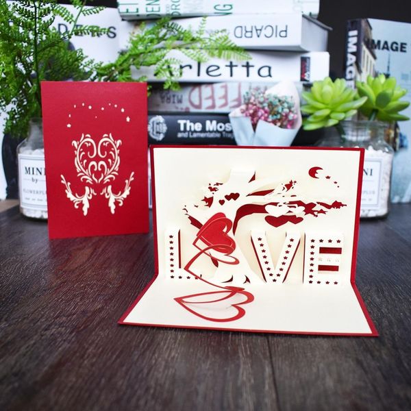 

10 пакета оптом 3d всплывающие карточки с конвертом стикер свадьба лазерное нарезать приглашение поздравительная открытка открытка в день св