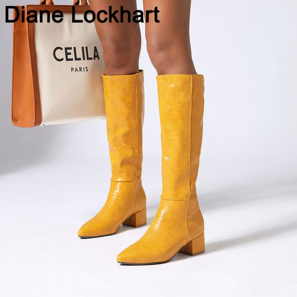 

fashion snake embossed knee-high boots women pointed toe western cowboy boot high heels knight woman chaussures femme big size c0202, Black