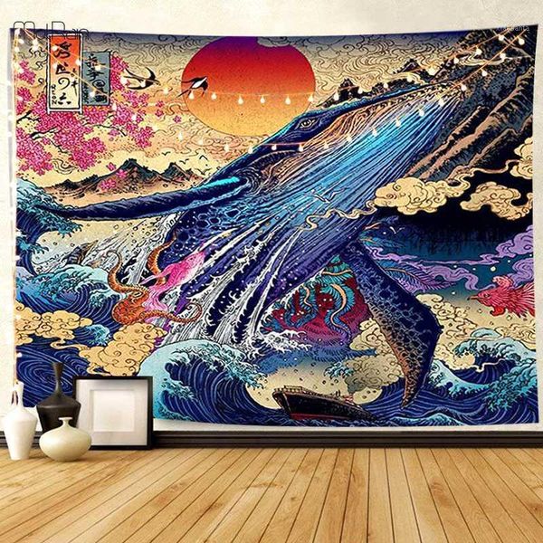 

2 sizes wall tapestry modern style yoga mat blanket bedspread home textile animals colorful printed wall hanging decorative home1