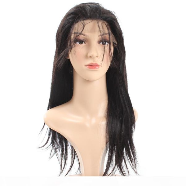 

8a popular brazilian straight hair lace frontal wigs medium size for african americans woman 10-30inch wholesale price ing, Black;brown