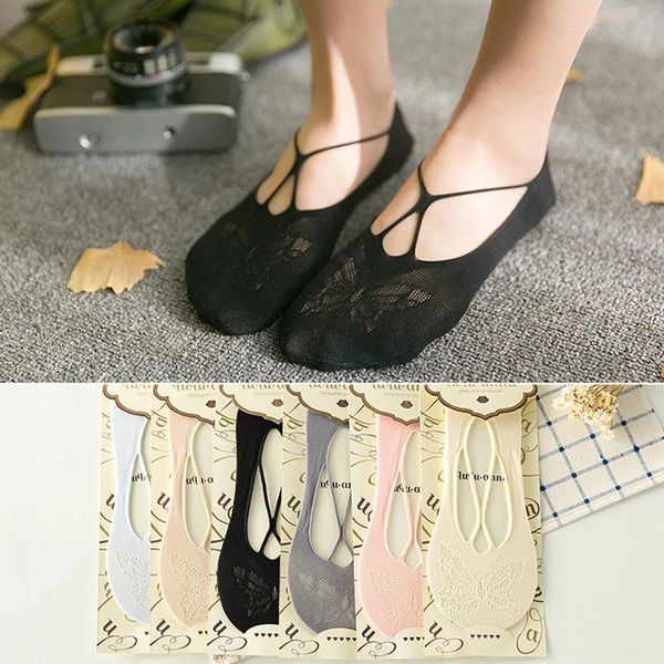 

female wild lace bow invisible socks breathable slip off the wire invisible socks slippers wmtwyq xhlove, Black