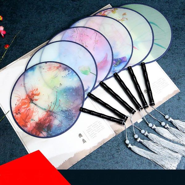 

party favor chinese round fan holding silk-like translucent group for wedding event court dance christmas gift abanicos para boda