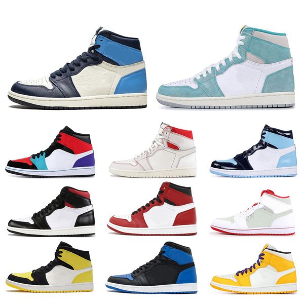 

2020 1 high unc 1s men women basketball shoes turbo green obsidian fearless phantom yellow white mens trainers