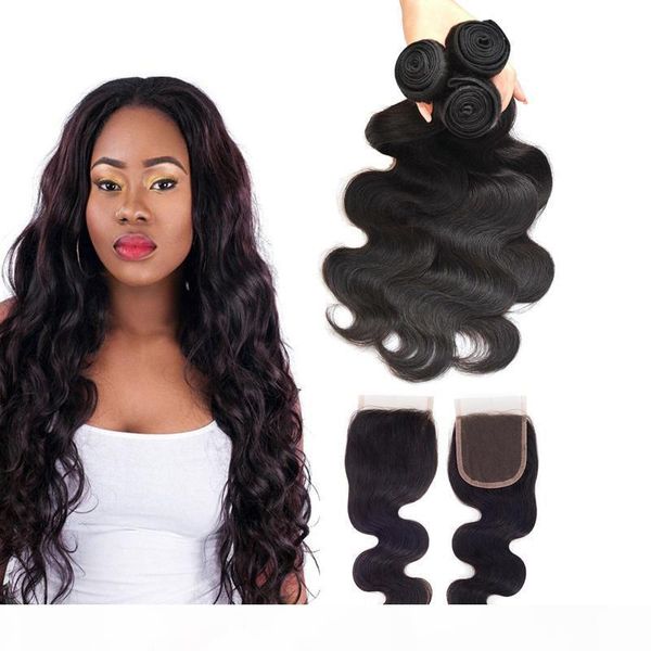 

10a malaysian body wave human hair bundles with lace frontal virgin hair extensions brazilian peruvian indian malaysian virgin hair products, Black