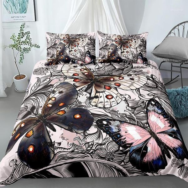 

2/3pcs bed sets butterfly bedding set duvet cover bohemian bedspreads bedclothes1