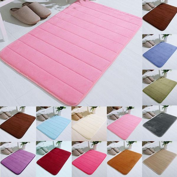 

1pc 40x60cm home bath mat non-slip bathroom carpet soft coral fleece memory foam rug mat kitchen toilet floor decor
