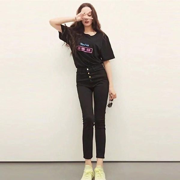 

women's button ankle-length jeans pants high waist skinny pencil pants velvet stretch trousers1, Blue