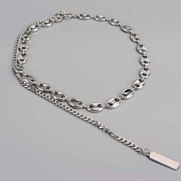 

new justine pig nose necklace european and american fashion trendy personality metallic chain clavicle chain female fashion design, Silver