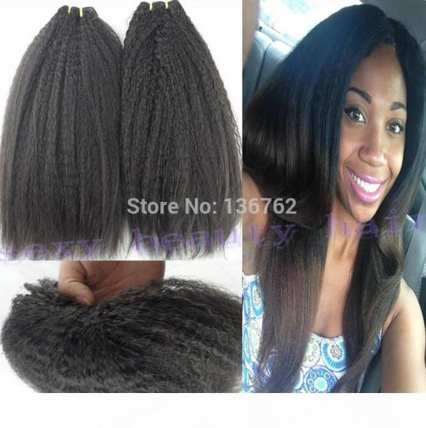 

unprocessed instock weave mongolian kinky straight hair extension coarse yaki virgin hair dhl fast shipping, Black