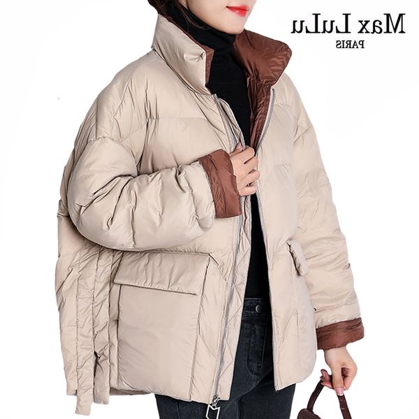 

max lulu new 2020 korean fashion style womens casual parkas ladies vintage loose winter duck down jackets padded coats plus size, Black