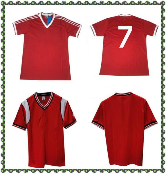 

man utd 1982 1983 1985 retro soccer jerseys red whiteside man 82 83 vintage football shirts robson strachan olsen, Black;yellow