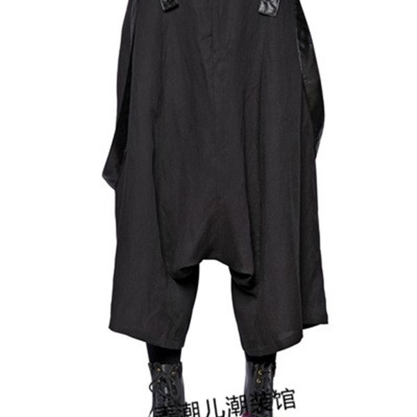 

2021 S-6xl!! Europe United States New Low-cut Style Loose Pants Eight Leg Suspenders. V3DL, Black