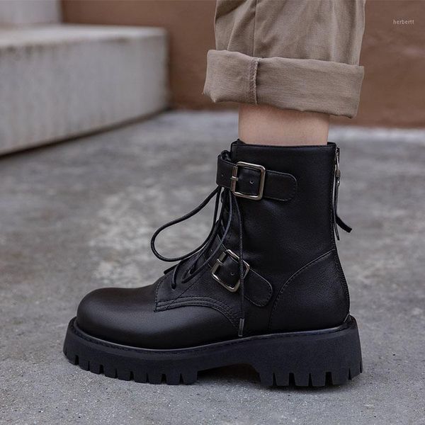 

boots sklfgxzy autumn and winter genuine leather female riding women's warm black head layer cowhide shoes1
