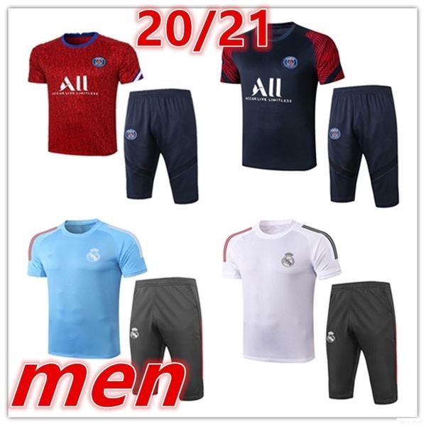 

2020 2021 new mens real madrid tracksuits soccer training suit short sleeve 3/4 pants football kits new hazard football shirt tracksuit, Black