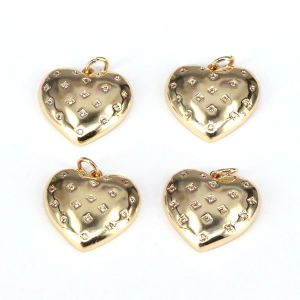 

10pcs, charm pendant, gold color cz micro pave pendant charm, heart necklace charms q1209, Bronze;silver