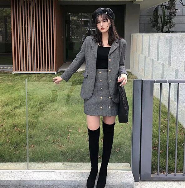 

women's jackets hcbless 2021 autumn women's herringbone casual small suit wild jacket1, Black;brown