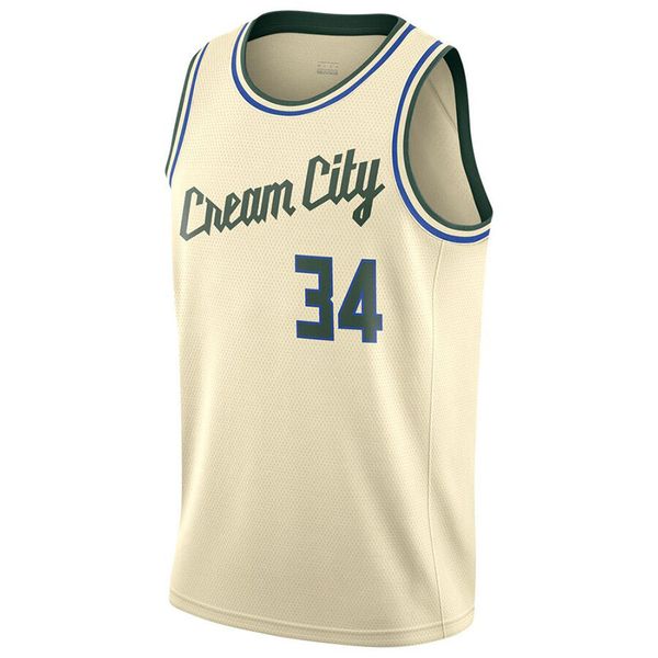

2020 new basketball jersey 34 antetokounmpo color white size s-xxl, Black;red