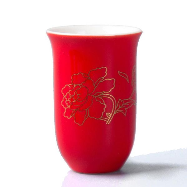 

27ml elegant chinese tea cups ceramic tea bowl teacups gift crafts red tea sets wedding party festival celebration use d058 bbywyh