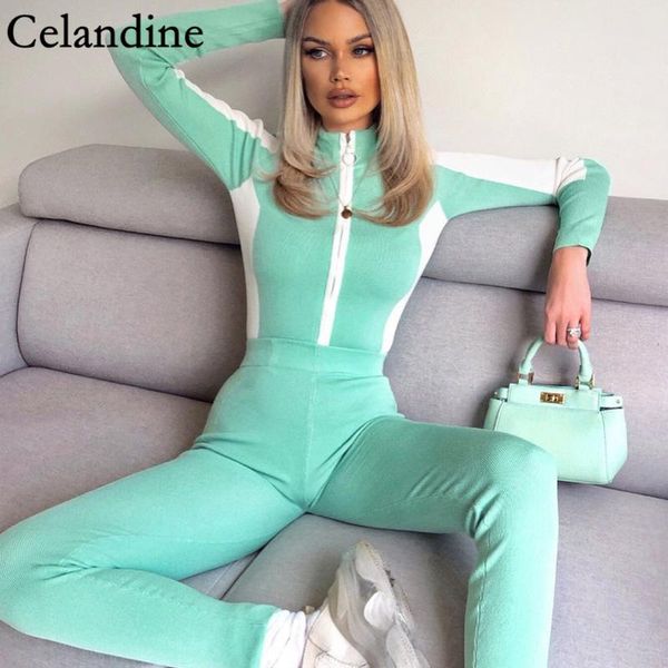 

celandine black fashion casual two piece sets women long sleeve and bodycon pants ladies ribbed knitted tracksuit 2020, Gray